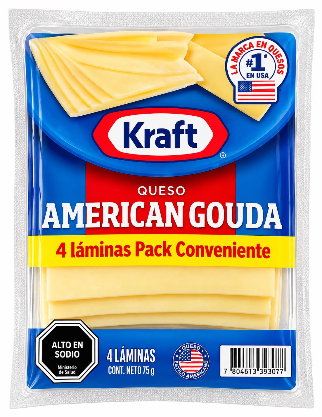 Queso American Gouda Laminado Kraft 75Gr