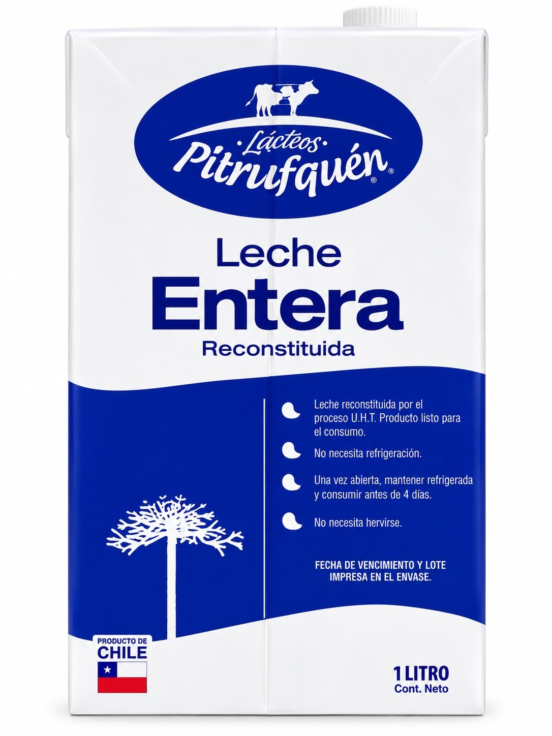 Leche entera Pitrufquén sin Gluten 1 L