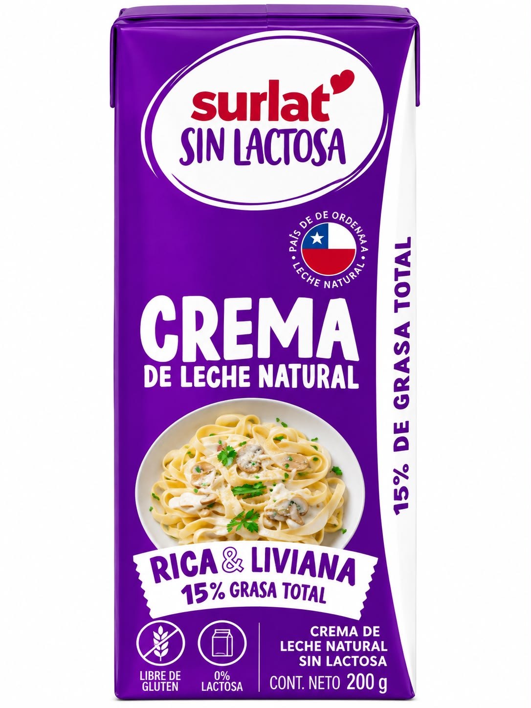 Crema Sin Lactosa Surlat Minibrik 15% Materia Grasa 200 ml