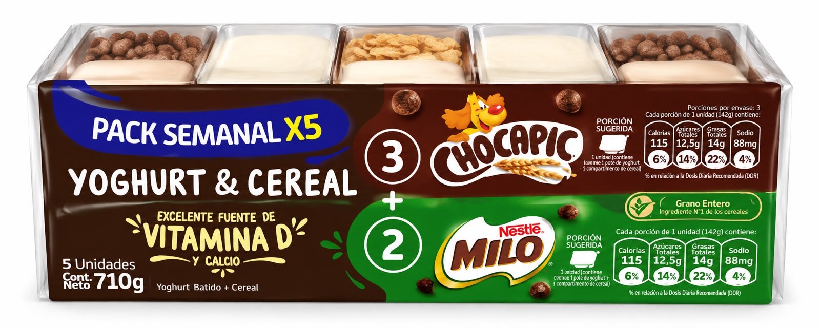 Pack Yogurt con CereaYoghl 3 Chocapic + 2 Milo 142 gr